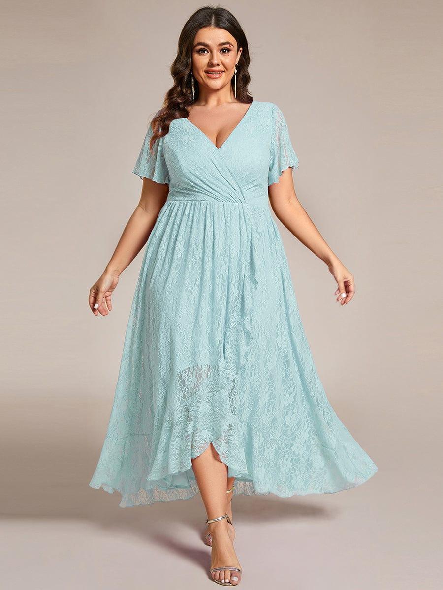 Plus Size Short Sleeve Ruffled Dress