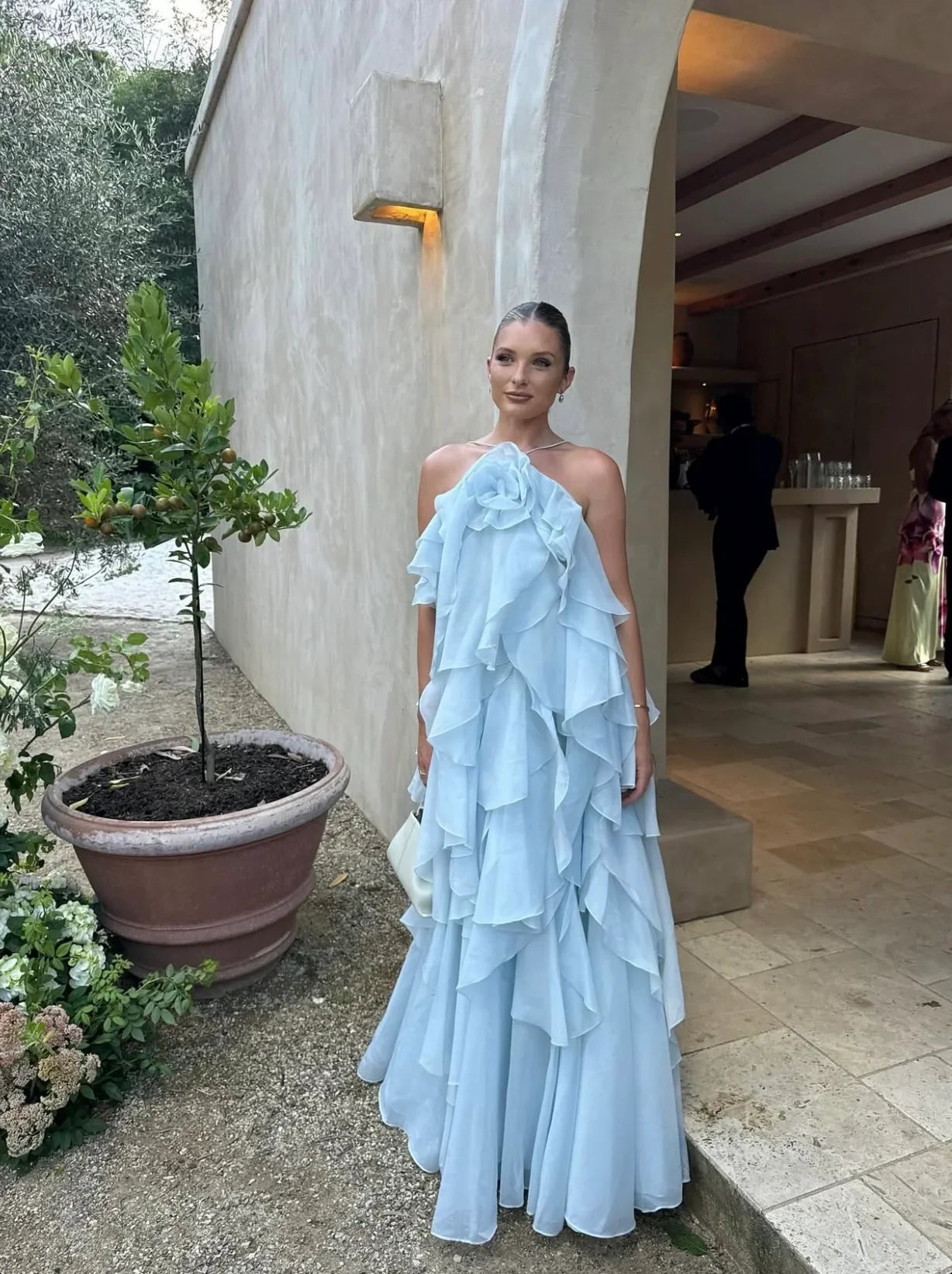 Bellina | Women's Sleeveless Layers Ruffles Maxi Prom Dress