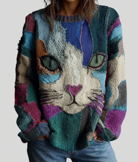 Abigail – Cat Patchwork Sweater