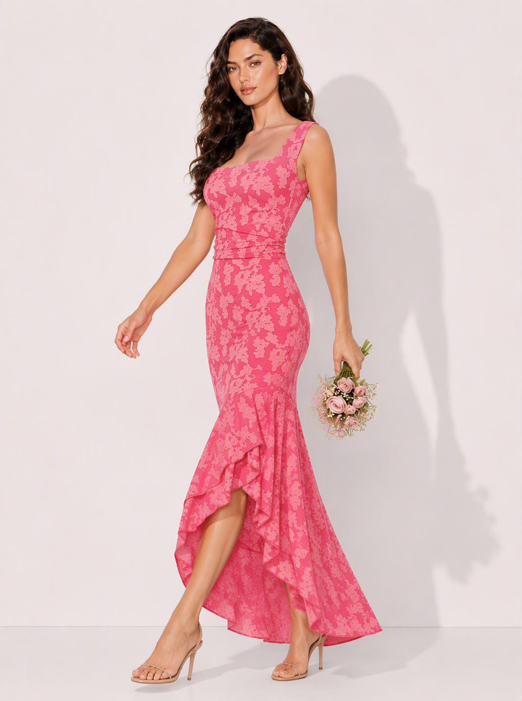 Isabella Floral Ruffle Maxi Dress