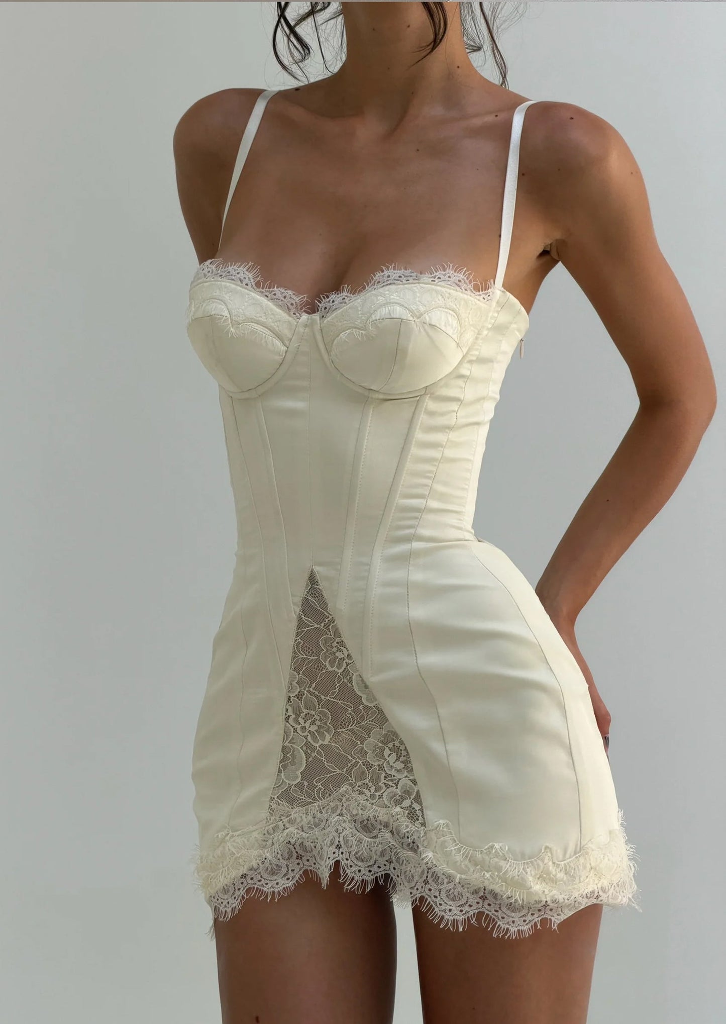 Satin Corset-Inspired Mini Dress