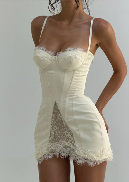 Satin Corset-Inspired Mini Dress