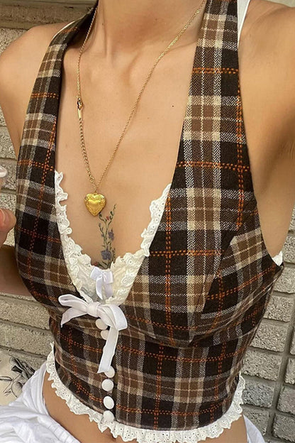 Esme Plaid Halter Top