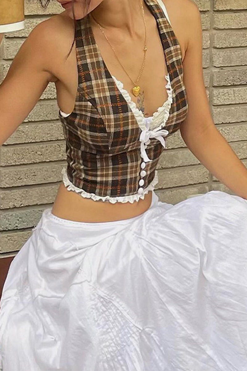 Esme Plaid Halter Top
