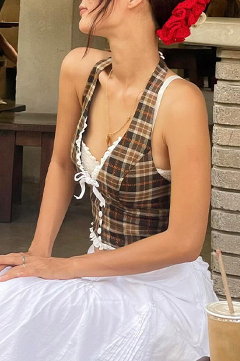Esme Plaid Halter Top