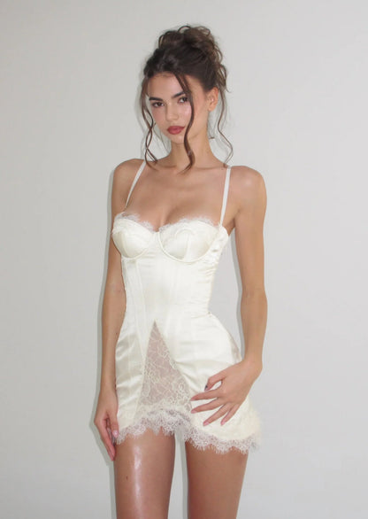 Satin Corset-Inspired Mini Dress