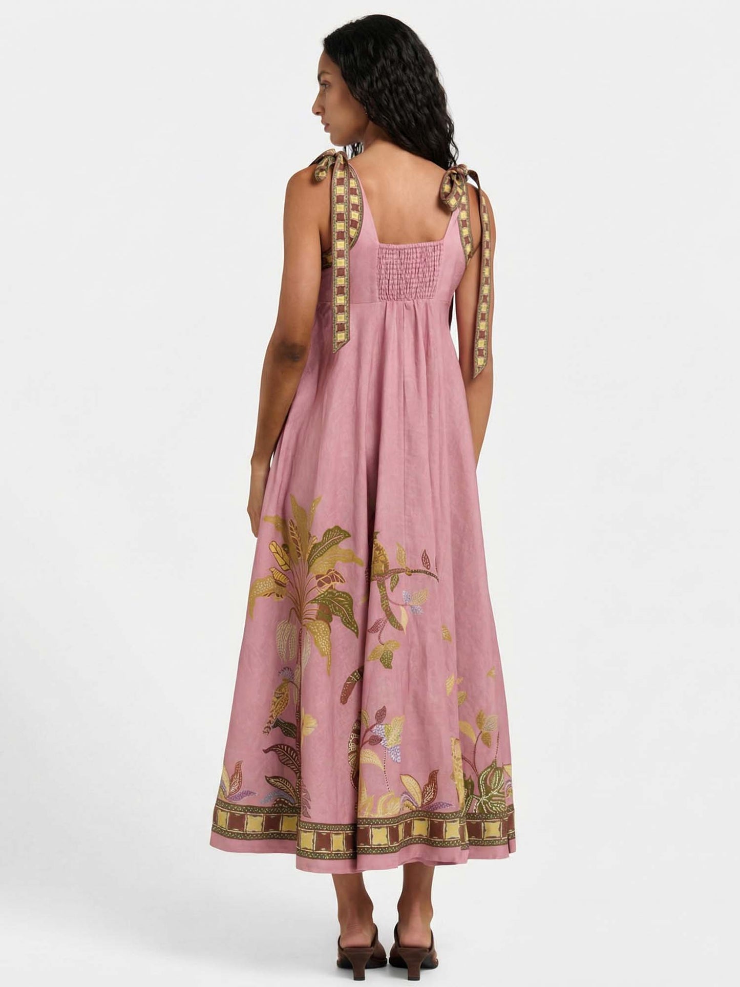 Tropic Whisper | Shoulder Tie Midi Dress