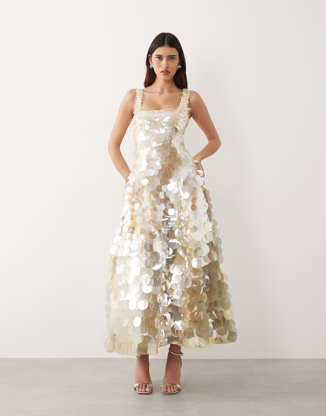 Sienna | Embellished Sequin Midi Dress in Lemon - image 1