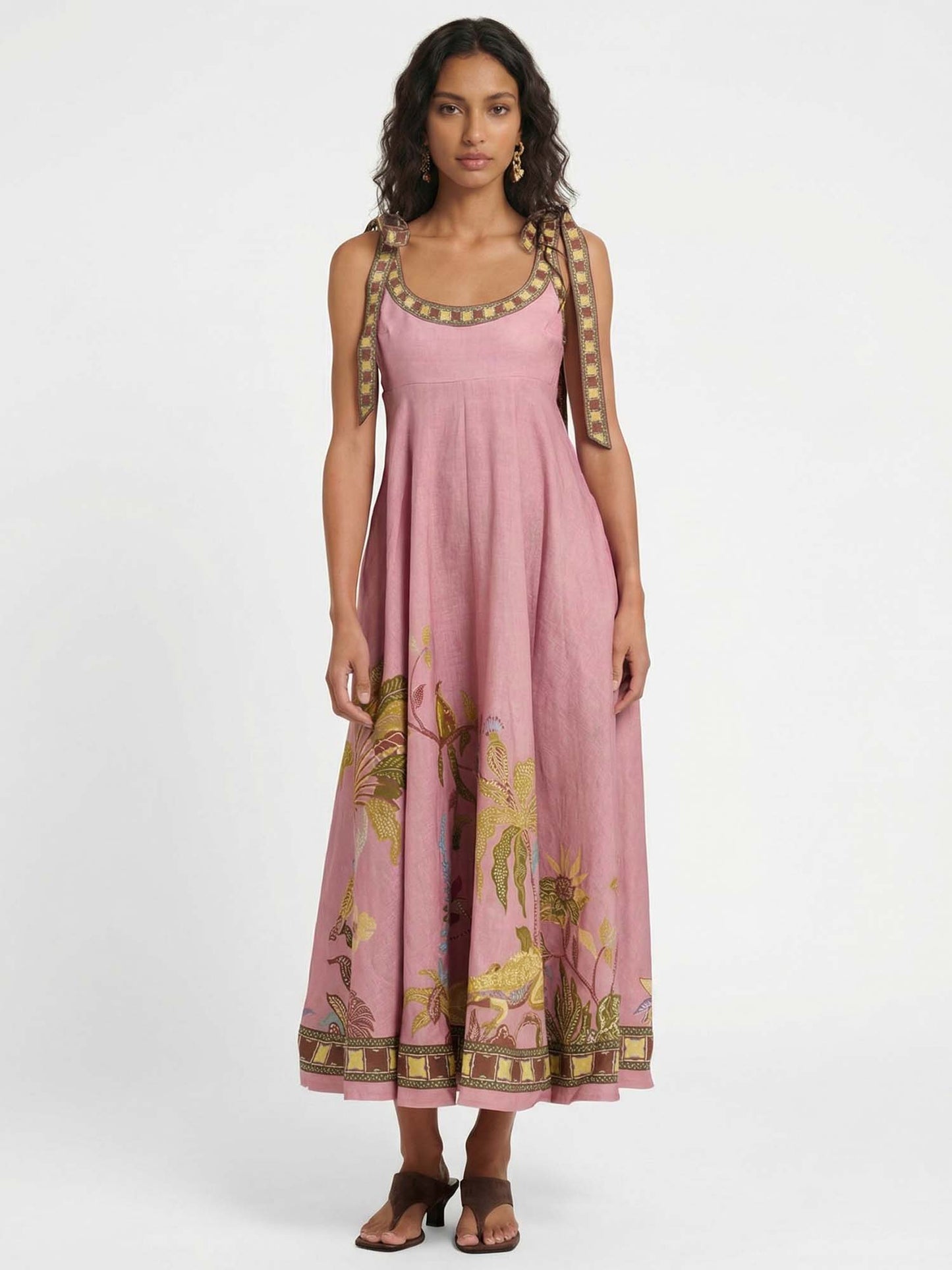 Tropic Whisper | Shoulder Tie Midi Dress