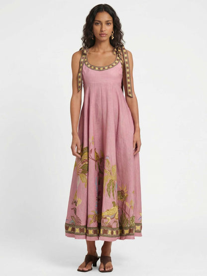 Tropic Whisper | Shoulder Tie Midi Dress