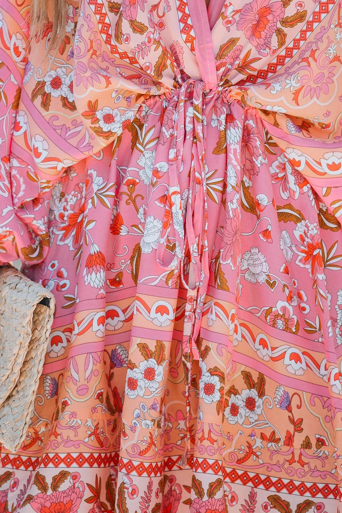 Sienna | Floral Paisley Drawstring Mini Dress - XL