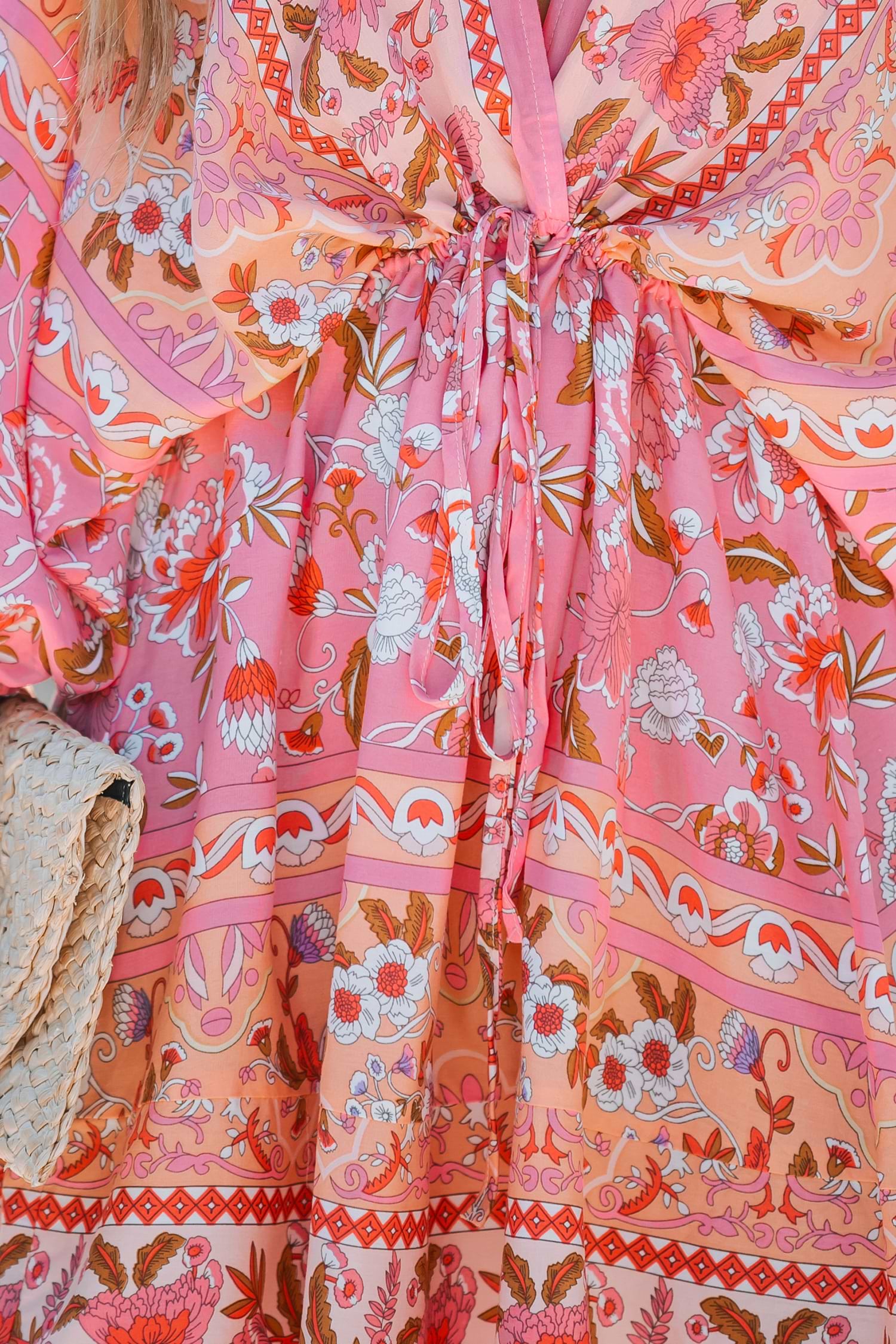 Sienna | Floral Paisley Drawstring Mini Dress - XL