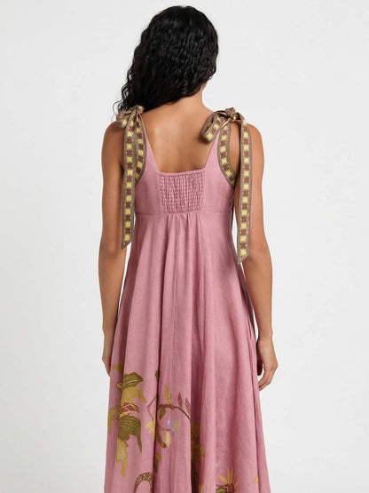 Tropic Whisper | Shoulder Tie Midi Dress