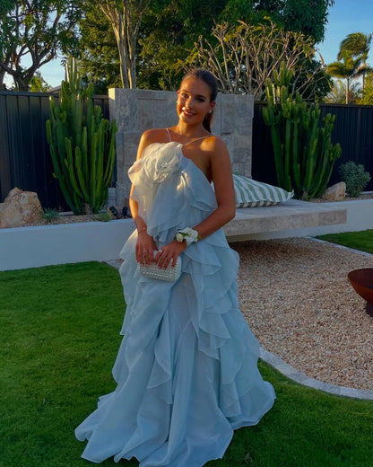 Bellina | Women's Sleeveless Layers Ruffles Maxi Prom Dress