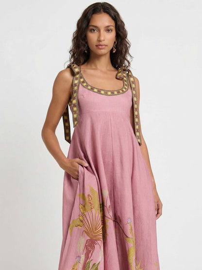 Tropic Whisper | Shoulder Tie Midi Dress