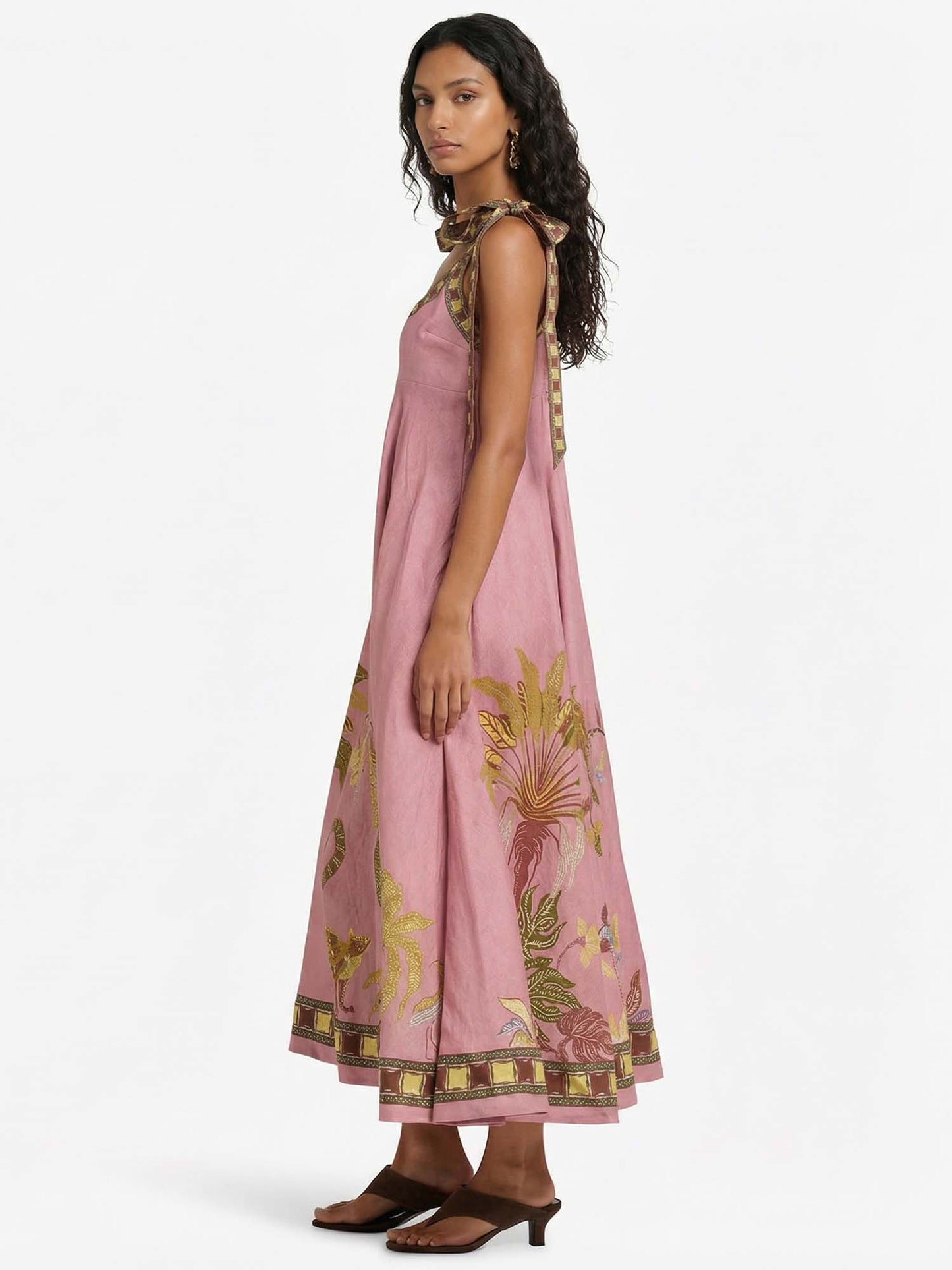Tropic Whisper | Shoulder Tie Midi Dress