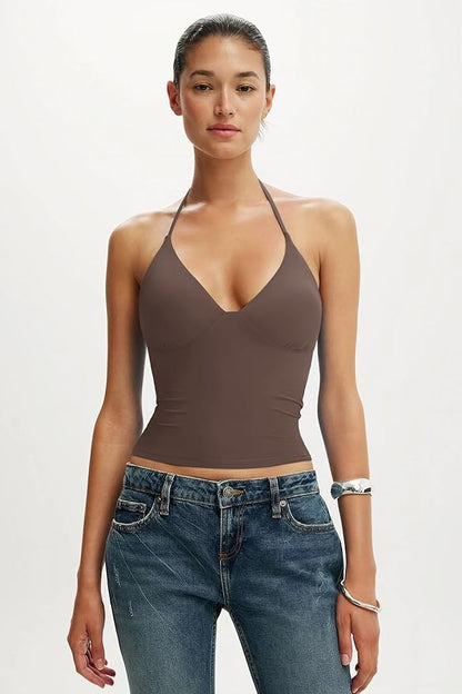 Eva | Double-Lined Padded Halter Tank