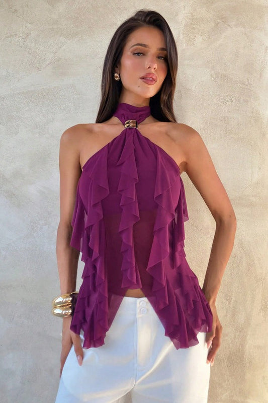 Aria Ruffle Halter Top