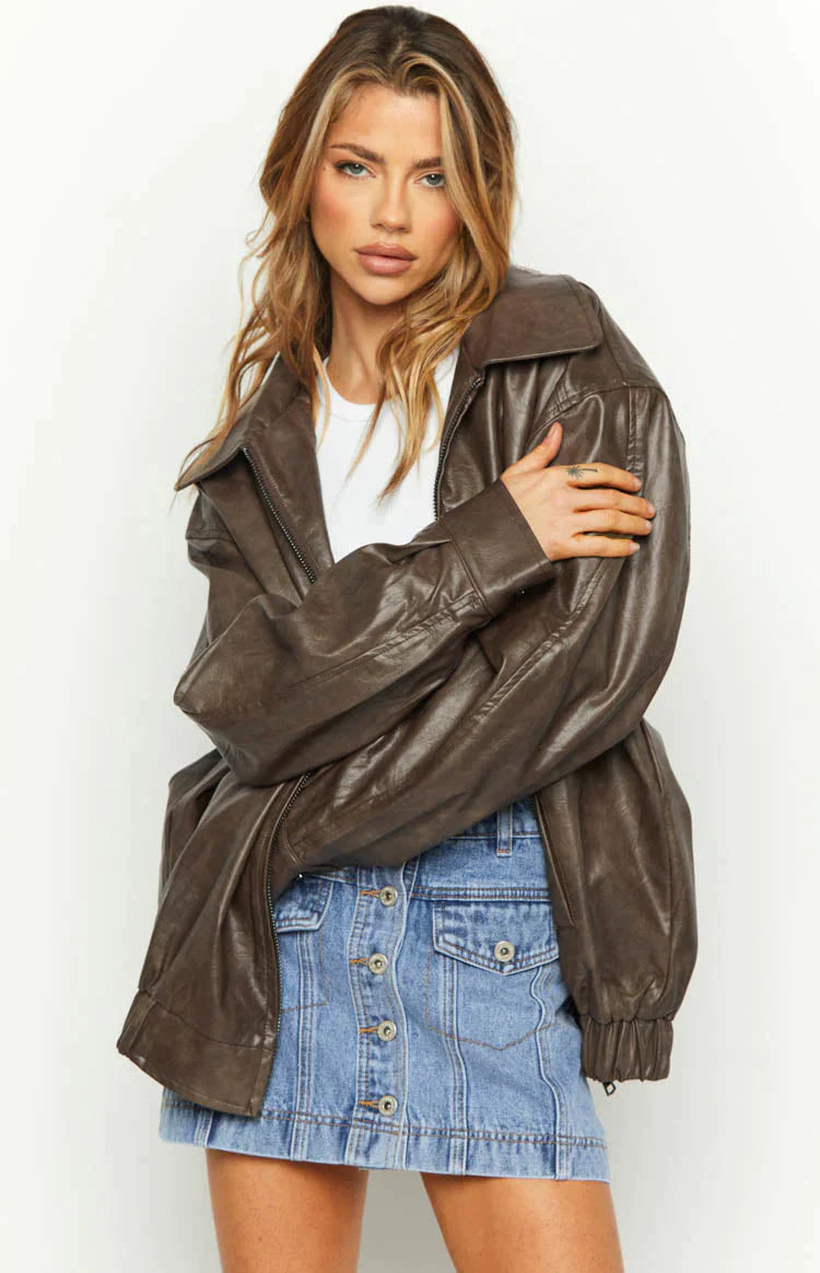 LEATHER BOMBER JACKET