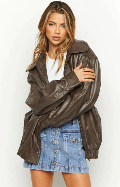 LEATHER BOMBER JACKET