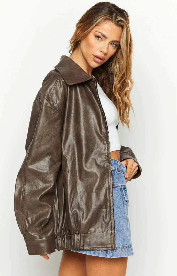 LEATHER BOMBER JACKET