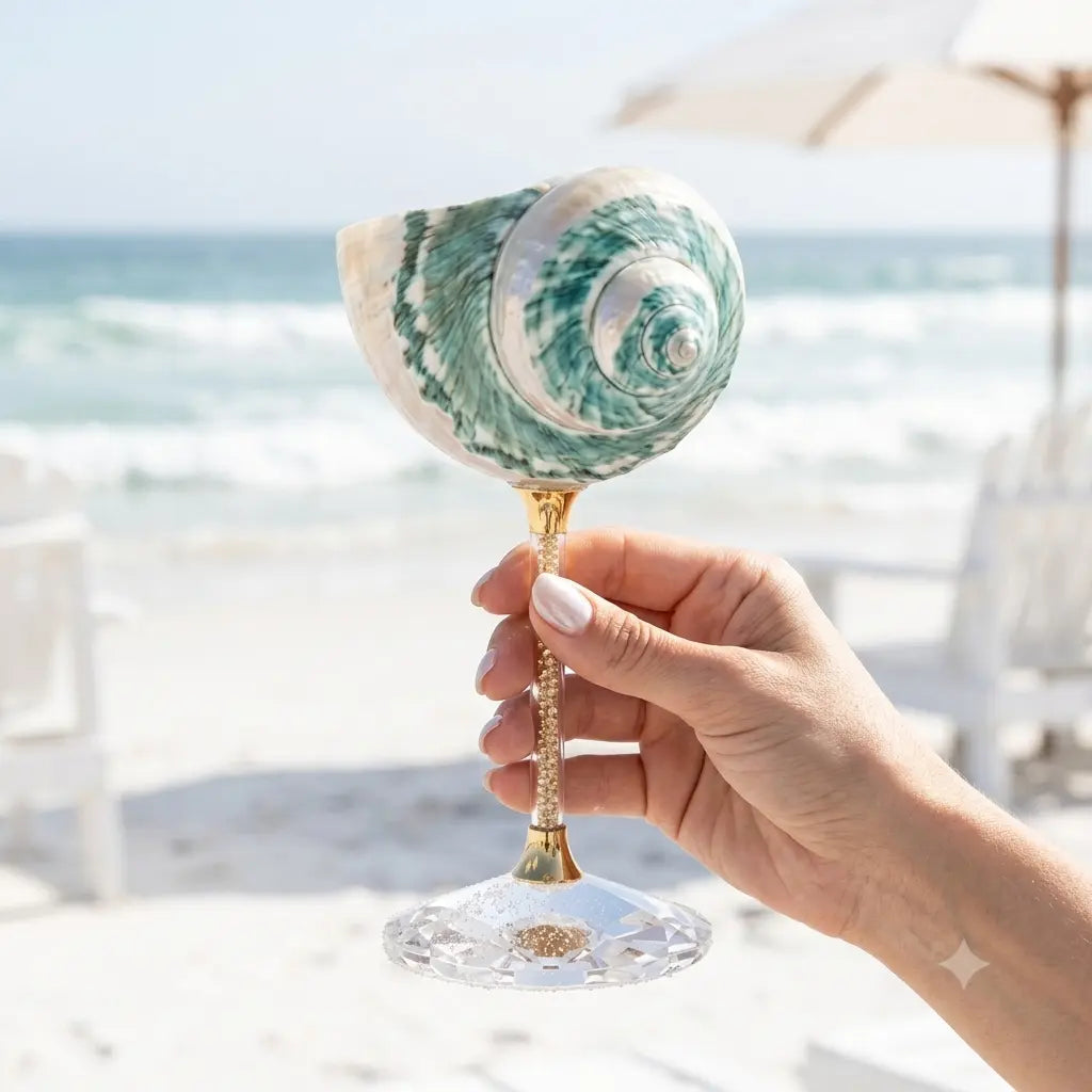 Galaxy Conch Shell Wine Glass.