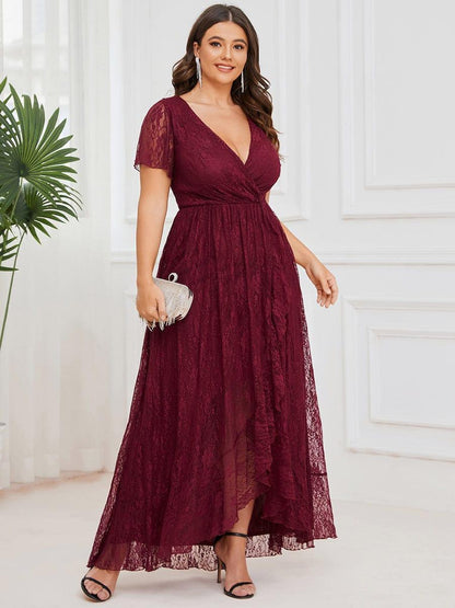 Plus Size Short Sleeve Ruffled Dress
