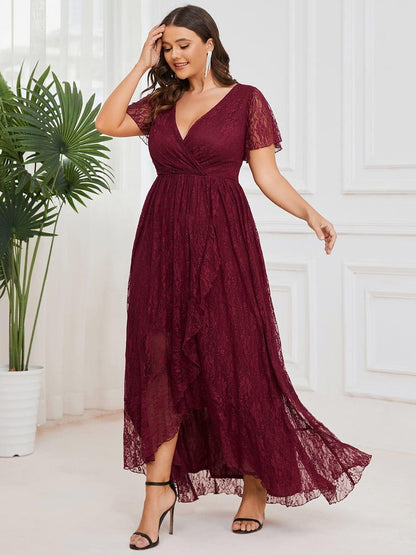 Plus Size Short Sleeve Ruffled Dress
