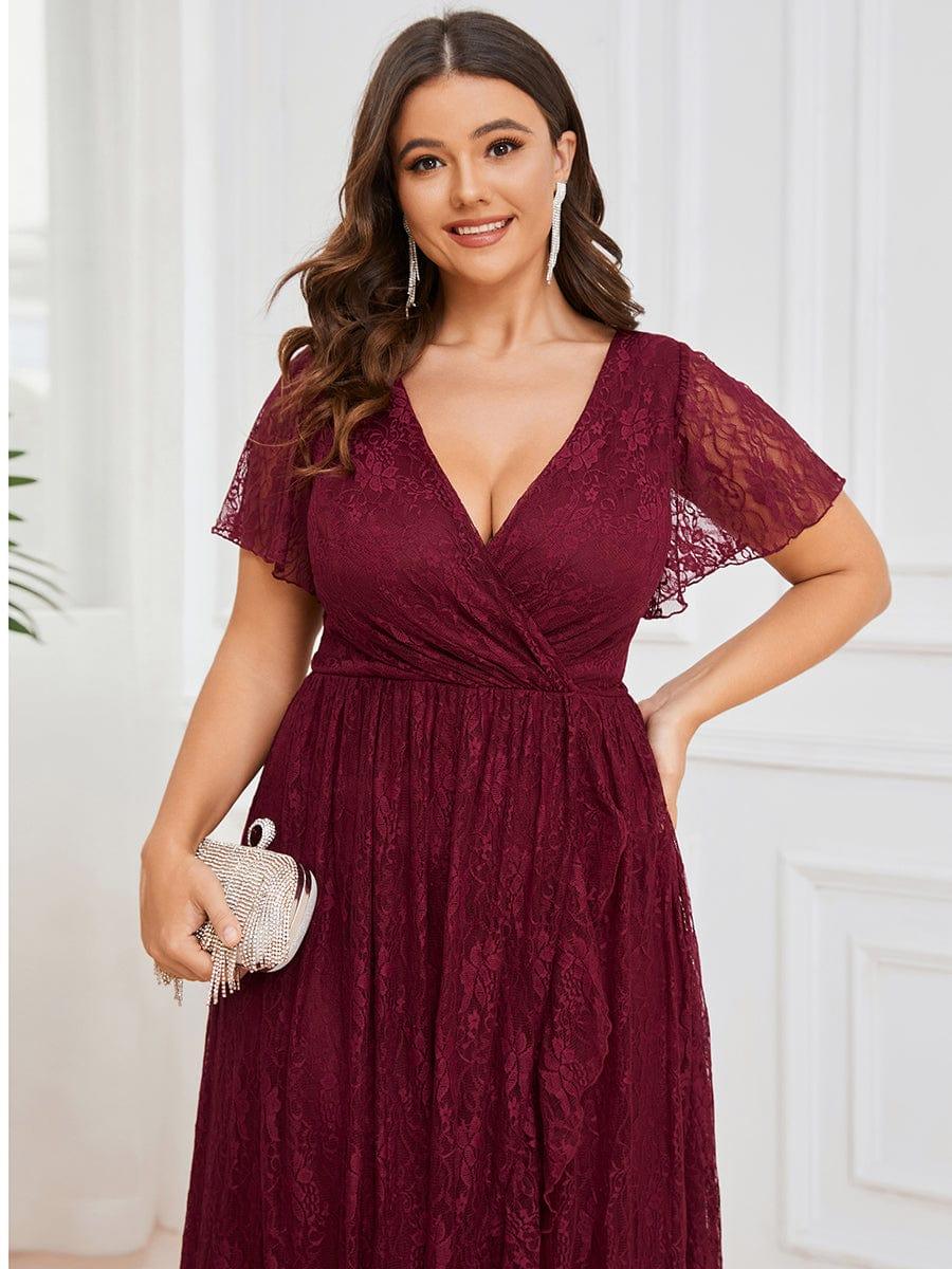 Plus Size Short Sleeve Ruffled Dress