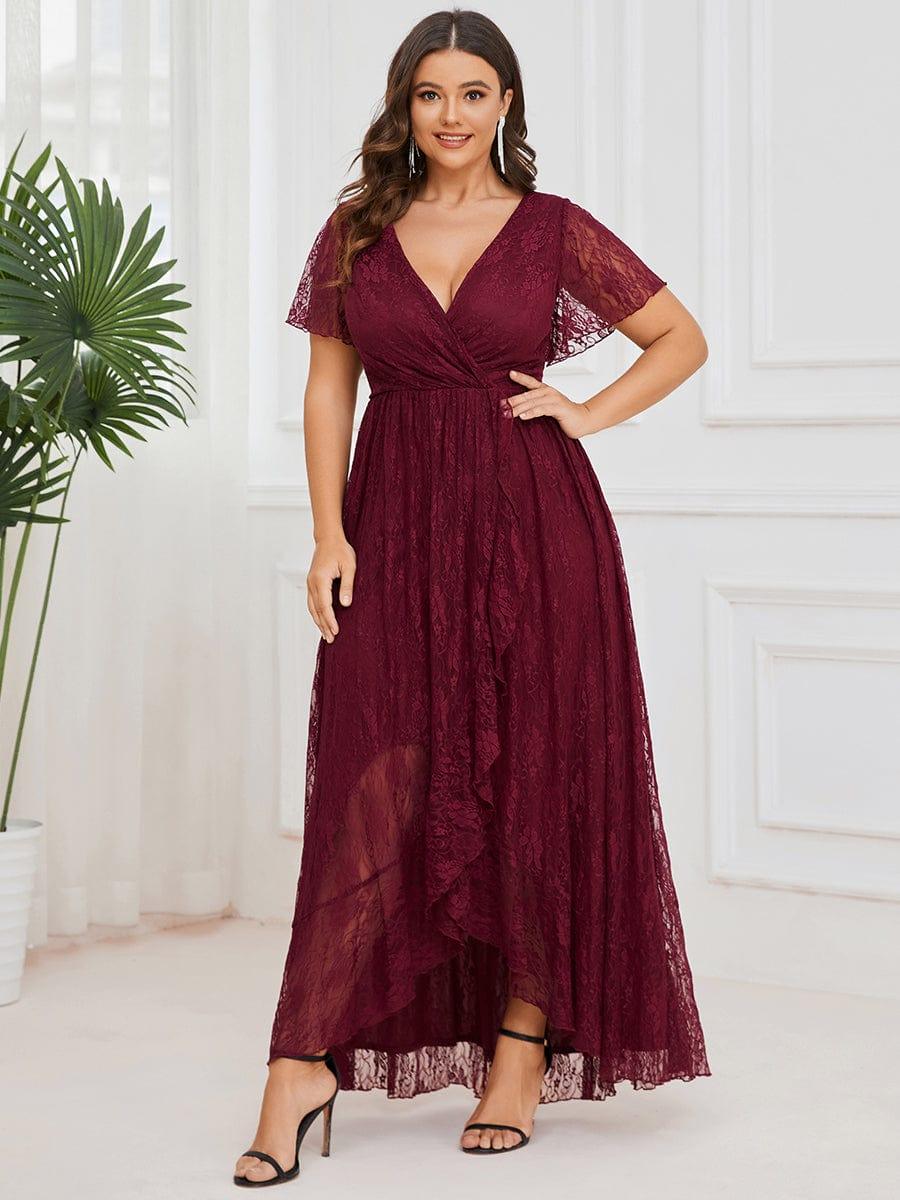 Plus Size Short Sleeve Ruffled Dress