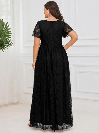 Plus Size Short Sleeve Ruffled Dress