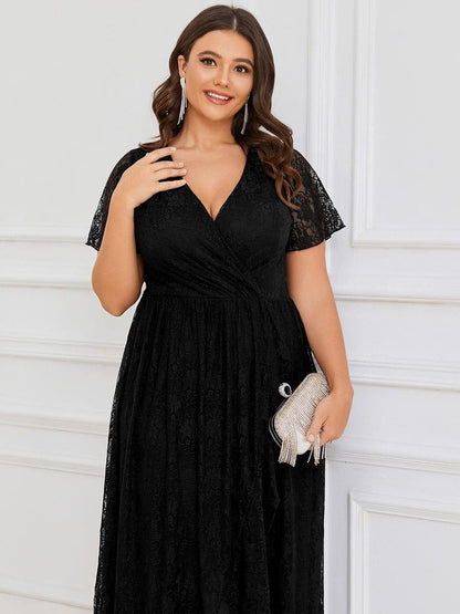 Plus Size Short Sleeve Ruffled Dress