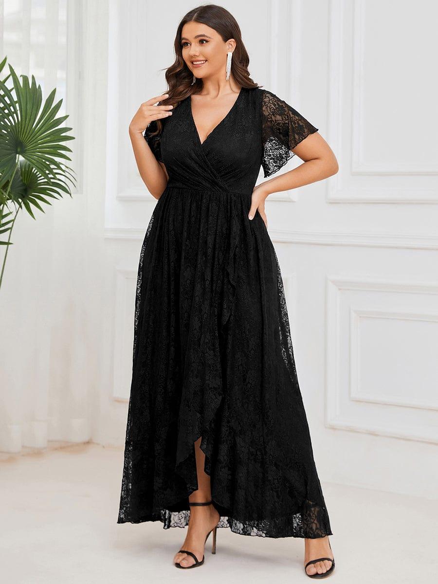 Plus Size Short Sleeve Ruffled Dress