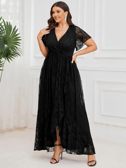 Plus Size Short Sleeve Ruffled Dress