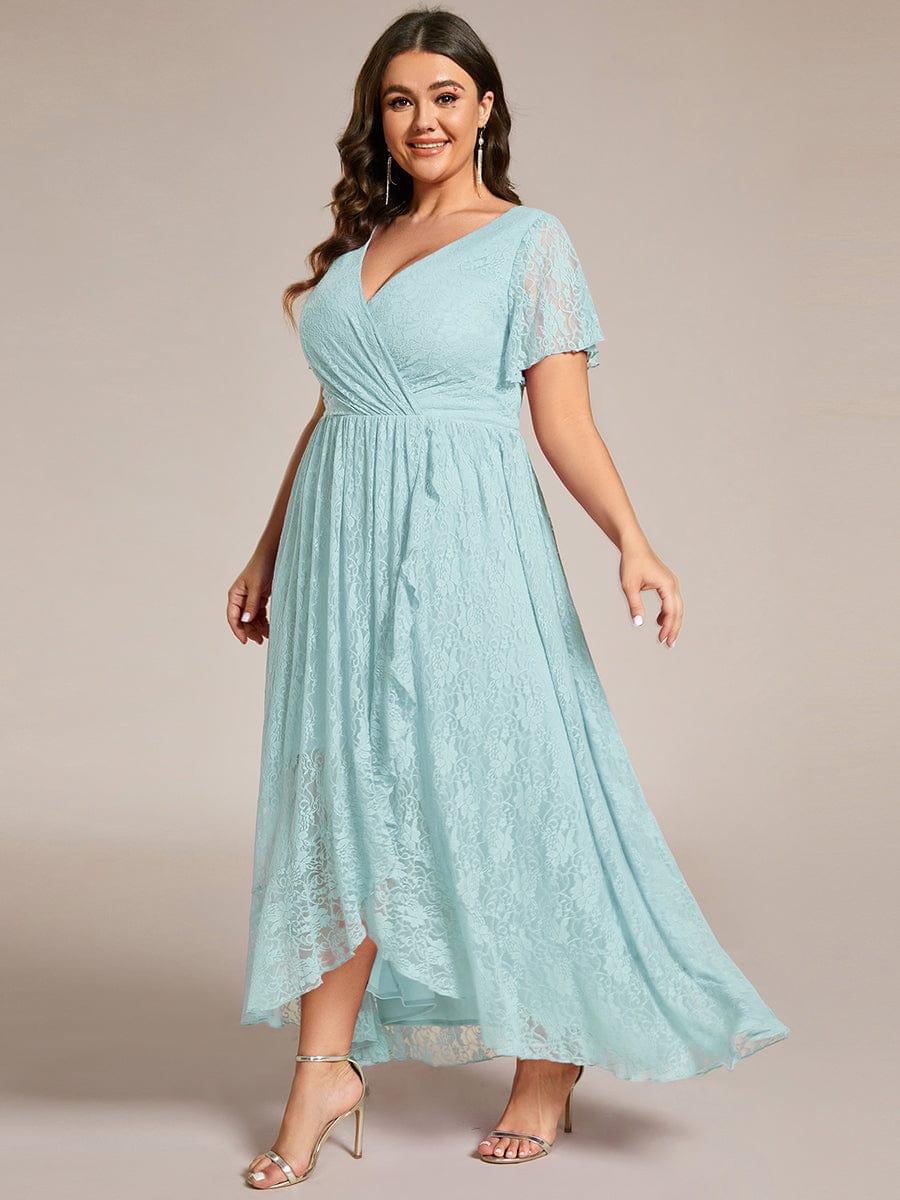Plus Size Short Sleeve Ruffled Dress