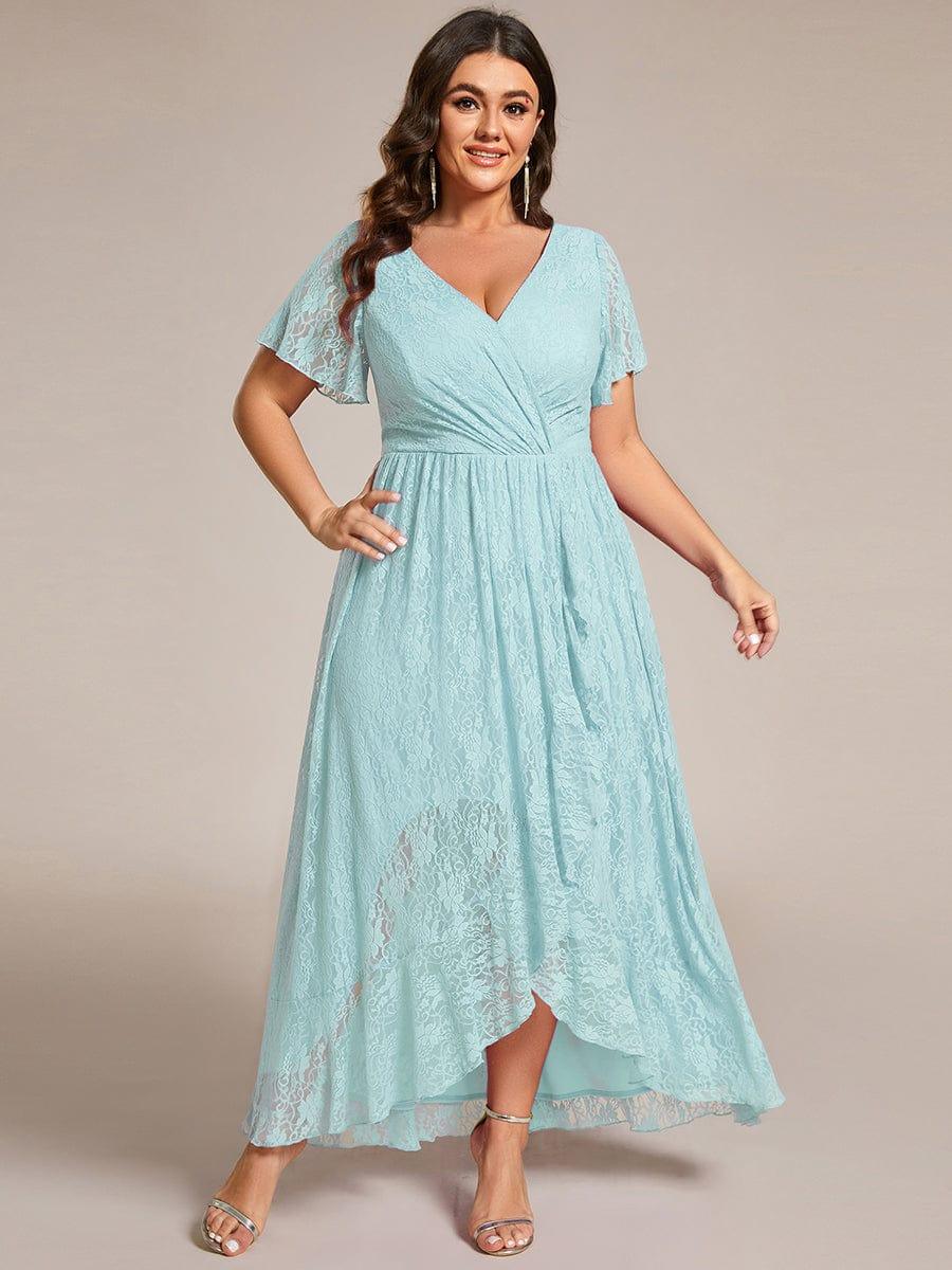 Plus Size Short Sleeve Ruffled Dress