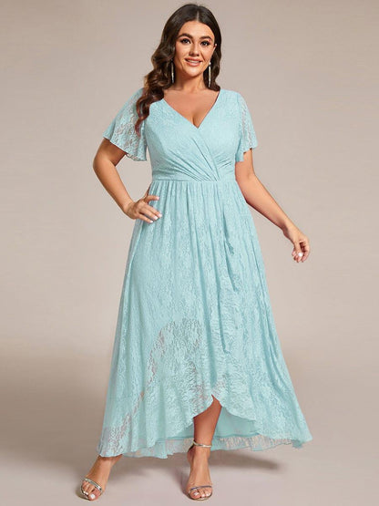 Plus Size Short Sleeve Ruffled Dress