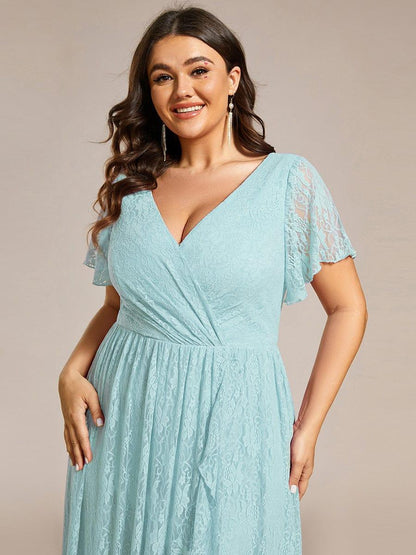 Plus Size Short Sleeve Ruffled Dress