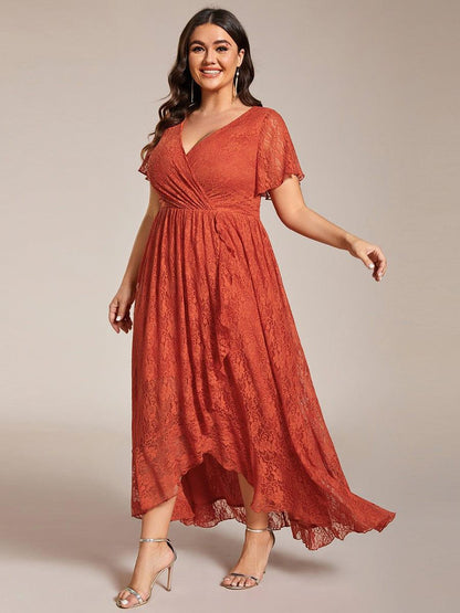 Plus Size Short Sleeve Ruffled Dress