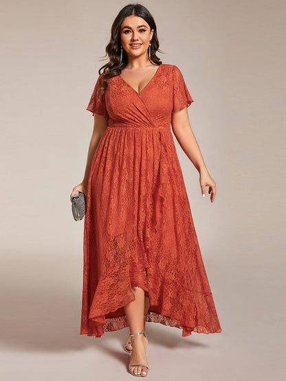 Plus Size Short Sleeve Ruffled Dress