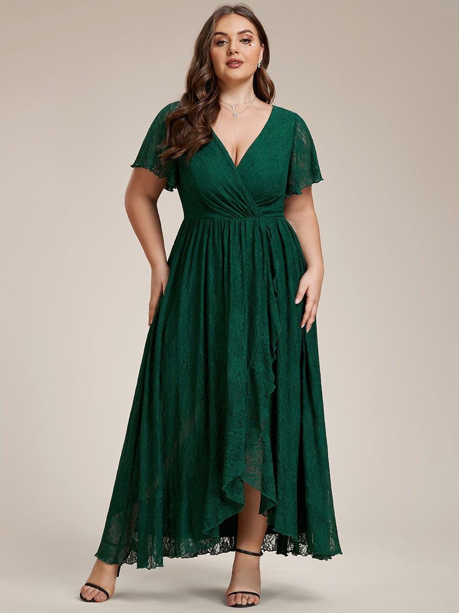 Plus Size Short Sleeve Ruffled Dress