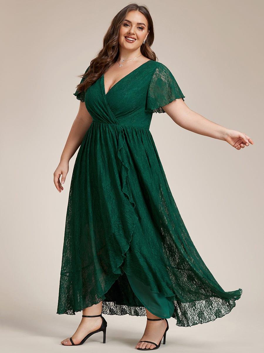 Plus Size Short Sleeve Ruffled Dress