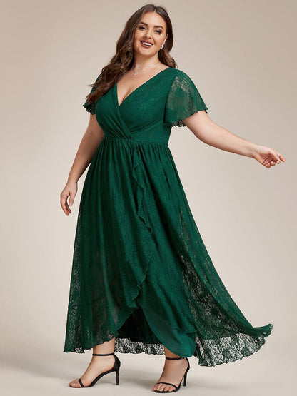 Plus Size Short Sleeve Ruffled Dress