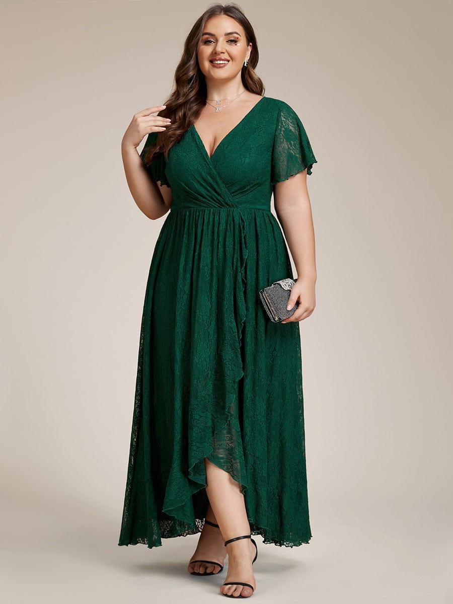 Plus Size Short Sleeve Ruffled Dress