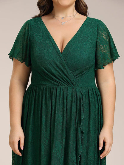 Plus Size Short Sleeve Ruffled Dress