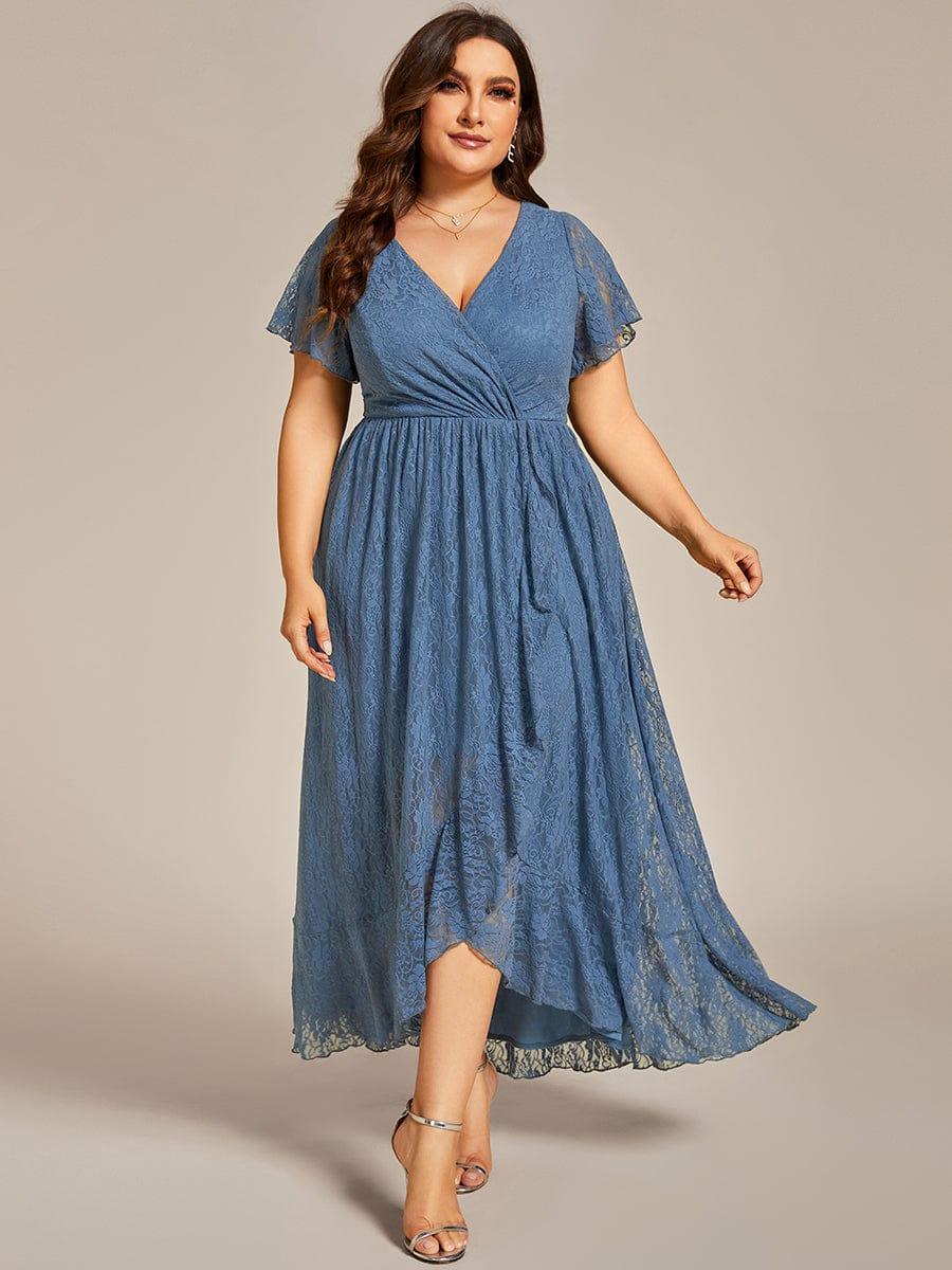 Plus Size Short Sleeve Ruffled Dress