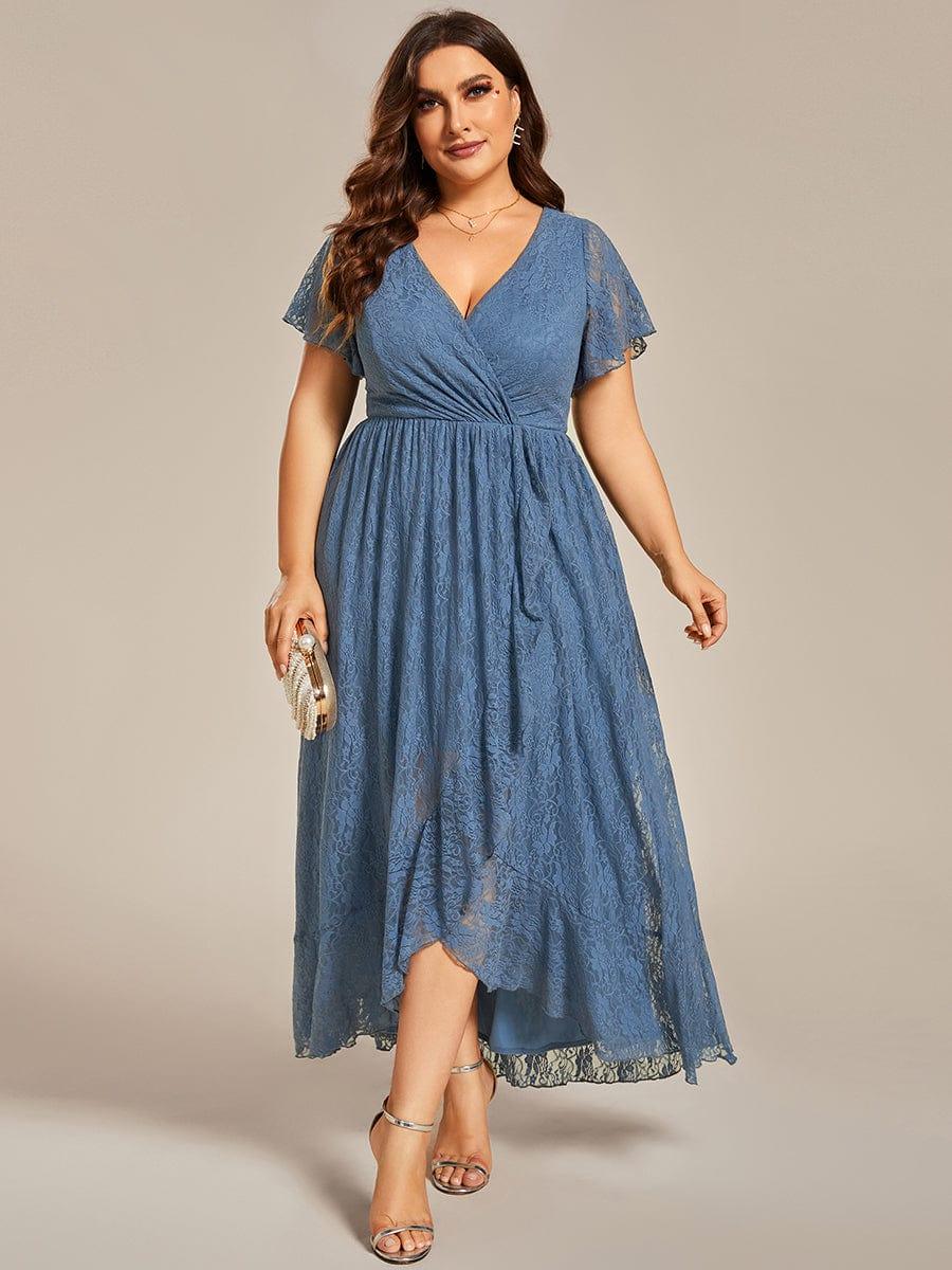 Plus Size Short Sleeve Ruffled Dress