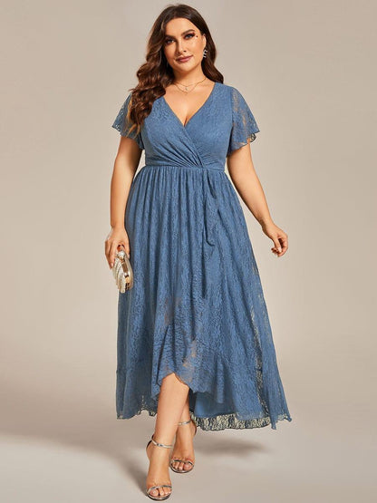 Plus Size Short Sleeve Ruffled Dress