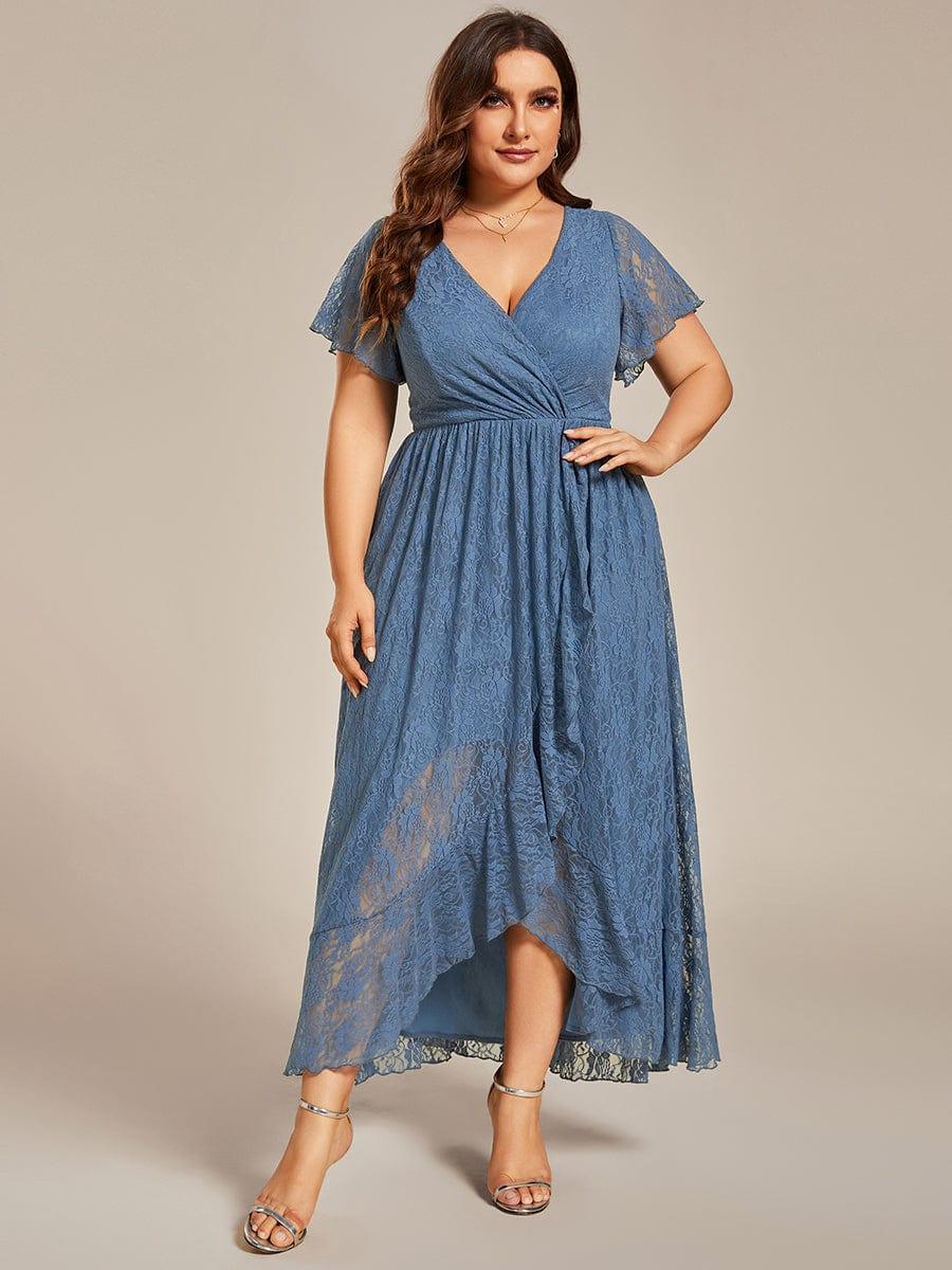 Plus Size Short Sleeve Ruffled Dress