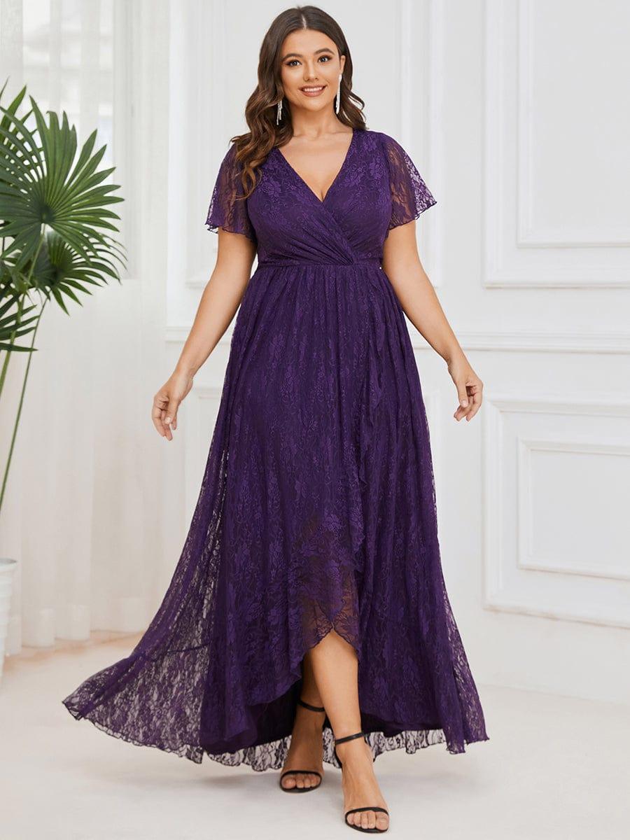 Plus Size Short Sleeve Ruffled Dress